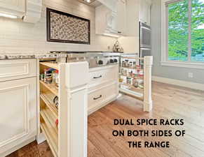 Hidden Spice Racks on either side of the range