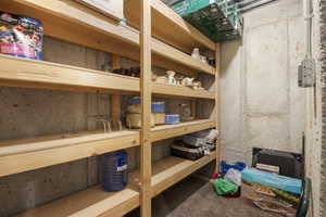 Storage room with built in shelving