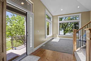 Entry with gorgeous hickory hardwood floors