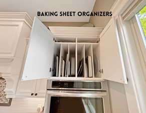 Custom Kitchen Cabinets with Baking Sheet Divider Shelf