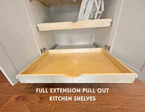 Most lower cabinets offer full extension pull out shelves