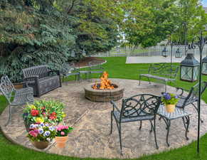 View of patio / terrace with a fire pit