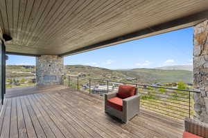 Wooden terrace with a mountain view