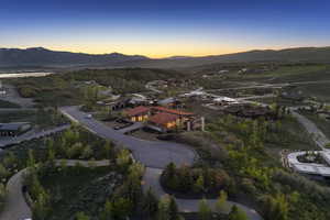 Aerial view at dusk of a mountain view