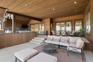 Comfortable seating for all - covered for year round use.