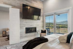 Huge TV and fireplace