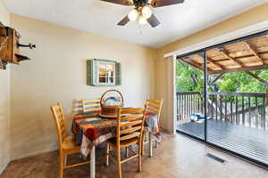 Dining area featuring ceiling fan