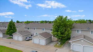 Aerial perspective of suburban area