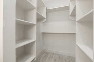 Spacious closet with wood finished floors