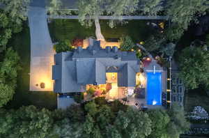 View of aerial view at twilight
