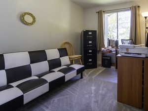 Office space with carpet floors