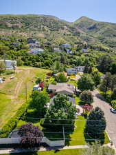 Bird's eye view of a mountain backdrop