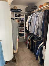 Spacious closet featuring carpet