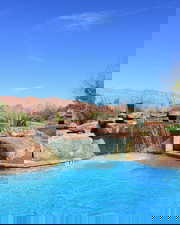 Swimming pool with a mountain view