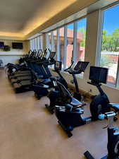 Workout area with baseboards