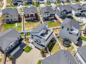 Aerial perspective of suburban area