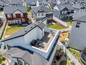 Aerial perspective of suburban area