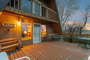 View of deck at dusk