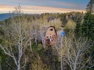 View of aerial view at dusk