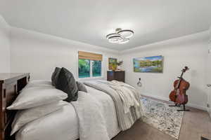 Bedroom featuring baseboards and carpet flooring
