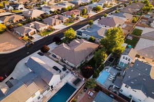 Aerial perspective of suburban area