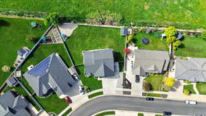 Aerial perspective of suburban area