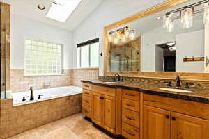 Custom Tile/Travertine, New Lighting, Double Sinks, Granite Counters, Jetted Tub