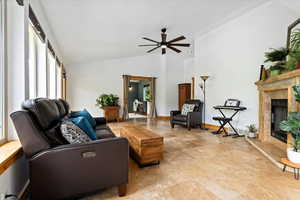 Custom Tile/Travertine Fireplace, Travertine Flooring