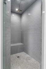Bathroom with a tile shower