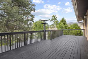 Deck featuring a mountain view