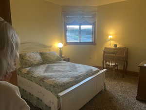 Bedroom with carpet floors and baseboards