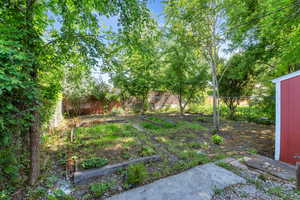 View of yard featuring a garden