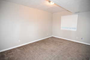 Bedroom #4  carpet flooring, baseboards, and a textured ceiling