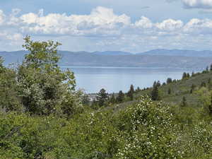 Water view with a mountainous background