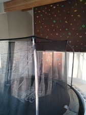 Detailed view of wallpapered walls