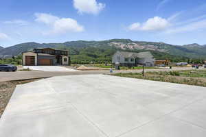 View of concrete surface with a mountain view