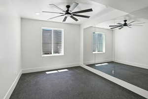 Unfurnished room with a ceiling fan and recessed lighting