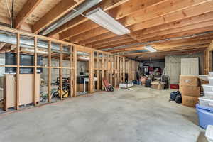 View of unfinished basement