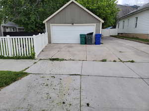 View of detached garage