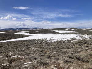 View of yard with a mountain view