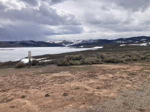 View of mountain background featuring a nearby body of water