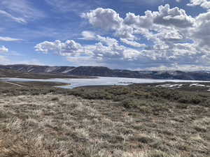 Mountain view with a large body of water