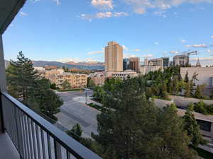 Balcony with a mountain view
