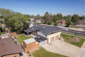 Aerial perspective of suburban area