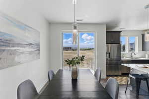 Dining area with baseboards