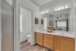 Primary en suite bathroom,  shower and double sinks