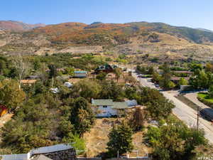 Aerial view of a mountain backdrop