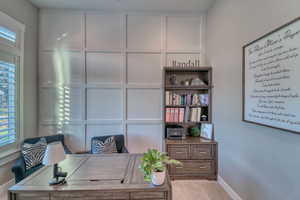 Office area with baseboards