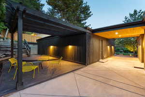 Wooden deck with a patio