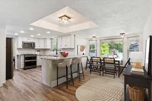 Kitchen featuring a peninsula, a sink, plenty of natural light, and recessed lighting